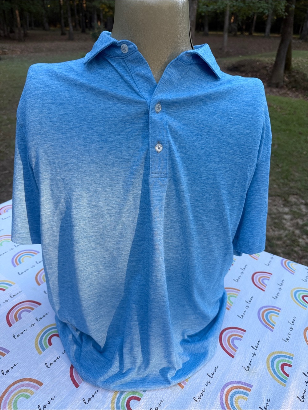 johnnie-O Light Blue Knit Polo with Spread Collar